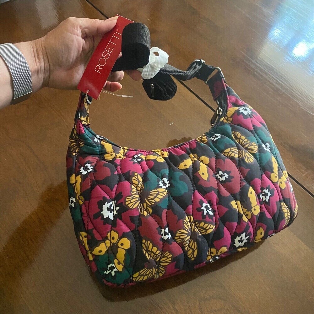 ROSETTI Floral Butterfly Shoulder Bag Lightweight with Strap Multicolor Zip New